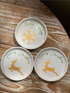 Ceramic Holiday Trinket / Coaster Dishes (Set of 3)
